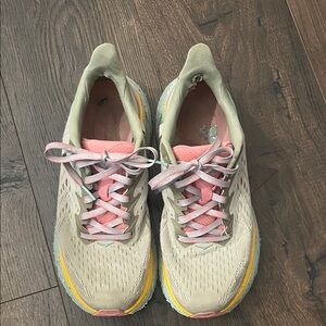 Hoka Women's Sneakers - Pink, Yellow, and Beige